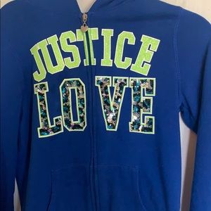 justice blue zip up